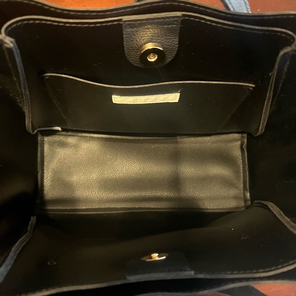 Black Vegan Leather Top Handle Handbag - Picture 6 of 8